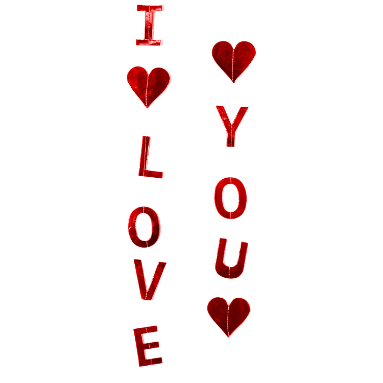 Гирлянда-подвеска I love you (сердца), Красный, Металлик, 150см, 1 шт. купить в Чебоксарах