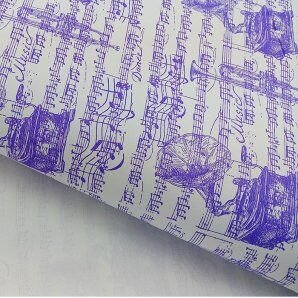 упаковочная  бумага крафт Ноты фиолет.70см х 8.5м купить в Чебоксарах