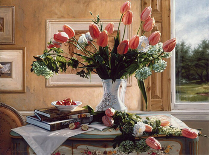 Картина по номерам 40х50 Тюльпаны в вазе купить в Чебоксарах