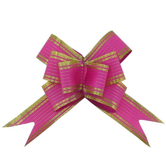 Бант-бабочка С рисунком "Широкая полоска" Розовый с золотом упак 10шт купить в Чебоксарах