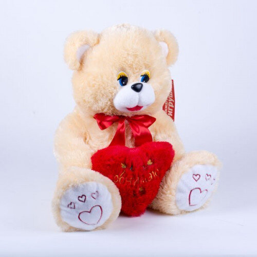 Медведь маленький с сердцем, с вышивкой 45x35x40 купить в Чебоксарах