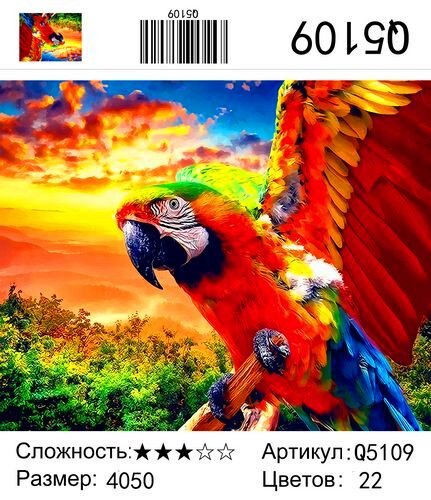 Картина по номерам 40х50 Веселый попугай купить в Чебоксарах