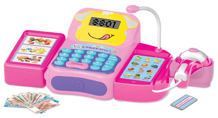 Набор "Супермаркет "Girl's club" на бат. калькулятор, настоящий сканер (русская озвучка), LCD дисплей, звук, свет, регулировка громкости, в/к 50х19 купить в Чебоксарах