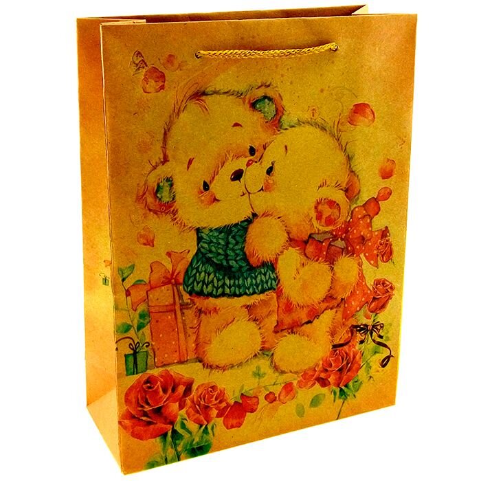 Крафт-пакет подарочный "Влюбленные медвежата"  31,5*23,5*8,5см купить в Чебоксарах