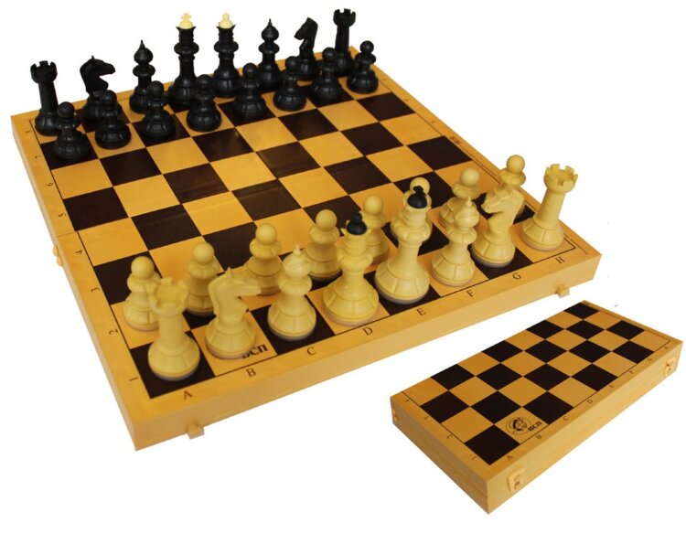 Шахматы обиходные с шахматной доской пластик 30х30 см ( высота короля 71 мм) купить в Чебоксарах