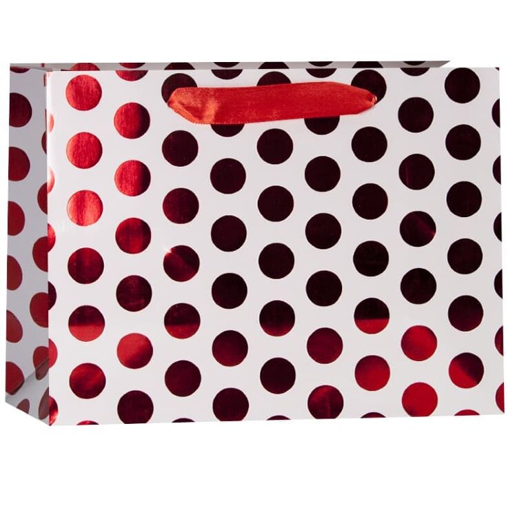 Пакет подарочный, Красные точки, Белый, 26*31*12 см, 1 шт. купить в Чебоксарах
