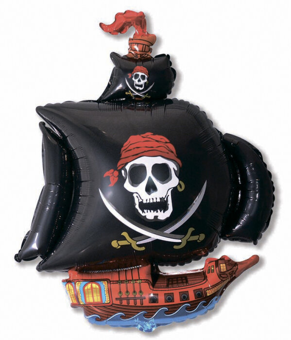 41/ 104см Черный Пиратский корабль, фольгированный шар купить в Чебоксарах