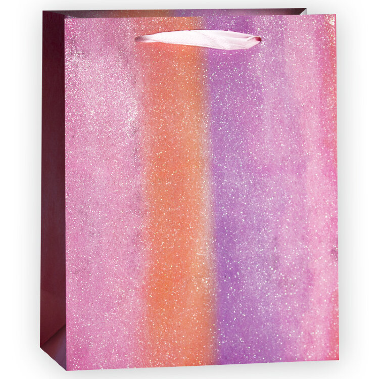 Пакет подарочный, Сиреневая радуга, Градиент, с блестками, 23*18*10 см, 1 шт. купить в Чебоксарах