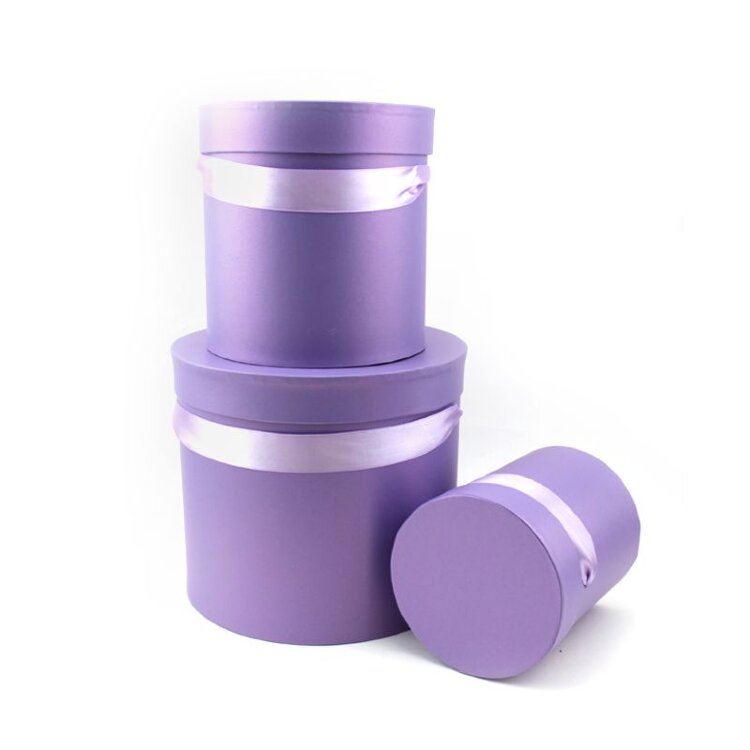 коробка цилиндр №1-3 фиолетовый сатин купить в Чебоксарах