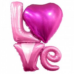 104см надпись LOVE розовая гологр (E) купить в Чебоксарах