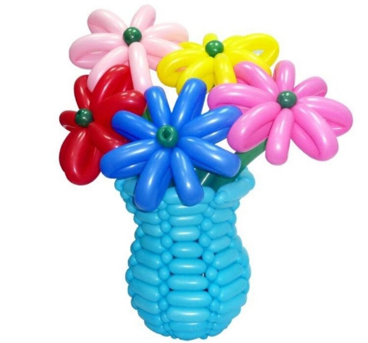 Букет цветов № 1130-0009 из воздушных шаров в вазе купить в Чебоксарах