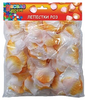 лепестки роз бело-оранжевые 30го купить в Чебоксарах