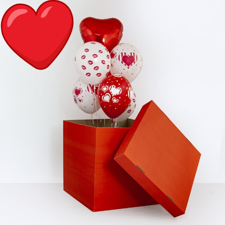 Коробка для воздушных шаров, Красный, 60*60*60 см, 1 шт. купить в Чебоксарах