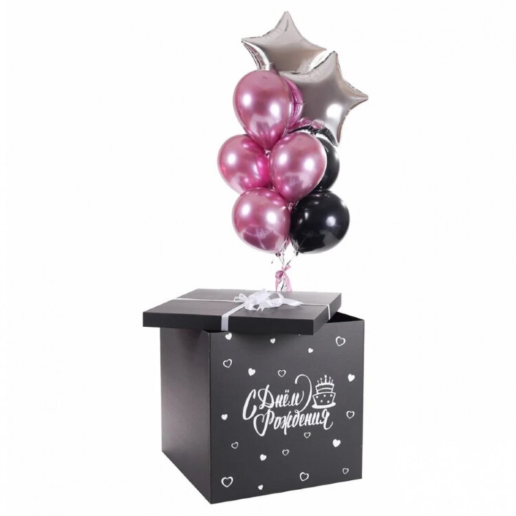 Коробка для воздушных шаров, Черный, 60*60*60 см, 1 шт. купить в Чебоксарах
