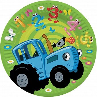 Тарелки (7''/18 см) Синий трактор,С Днем Рождения!, 6 шт купить в Чебоксарах
