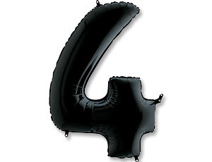 ЦИФРА 4 40/100см  Black фольгированная цифра черная купить в Чебоксарах