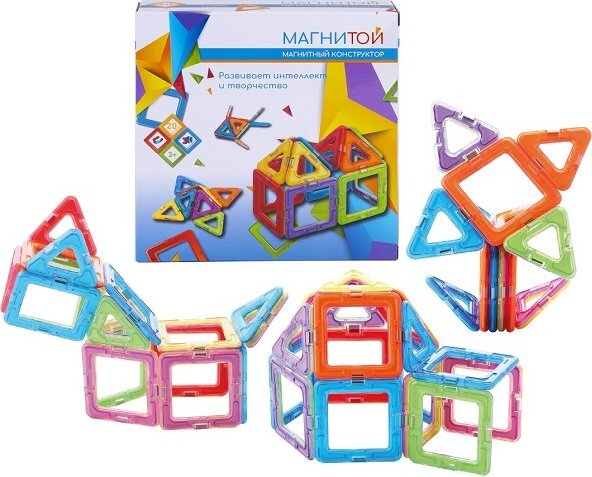 Магнитой Конструктор магнитный 12 квадратов (6 - без окна), 8 треугольнико купить в Чебоксарах