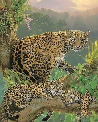 Картина по номерам 40х50 Леопард с семьей купить в Чебоксарах
