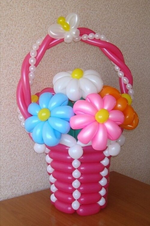 Букет цветов № 1130-0023 из воздушных шаров в корзине купить в Чебоксарах