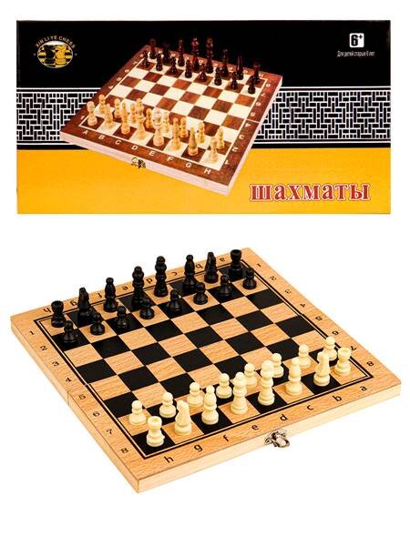 Шахматы деревянные (24х12х3 см), фигуры пластик, в короб купить в Чебоксарах