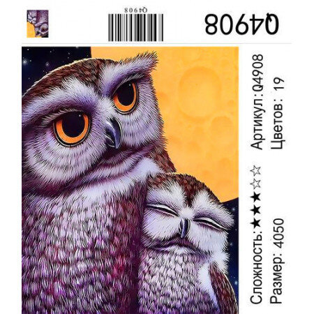 Картина по номерам 40х50  Мама сова купить в Чебоксарах