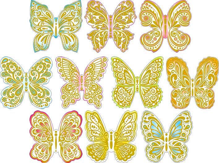 набор 10шт  бабочек с блесками для декора на скотче №4 купить в Чебоксарах