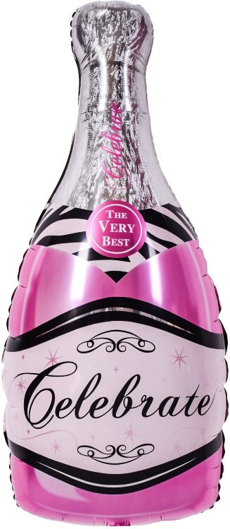 Шар (39''/99 см) Фигура, Бутылка Шампанское вино, Розовый, 1 шт купить в Чебоксарах