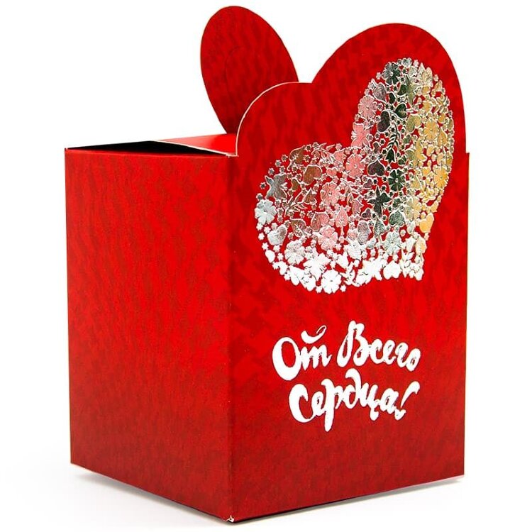 Коробка складная, От Всего Сердца!, Красный, 1 штука купить в Чебоксарах