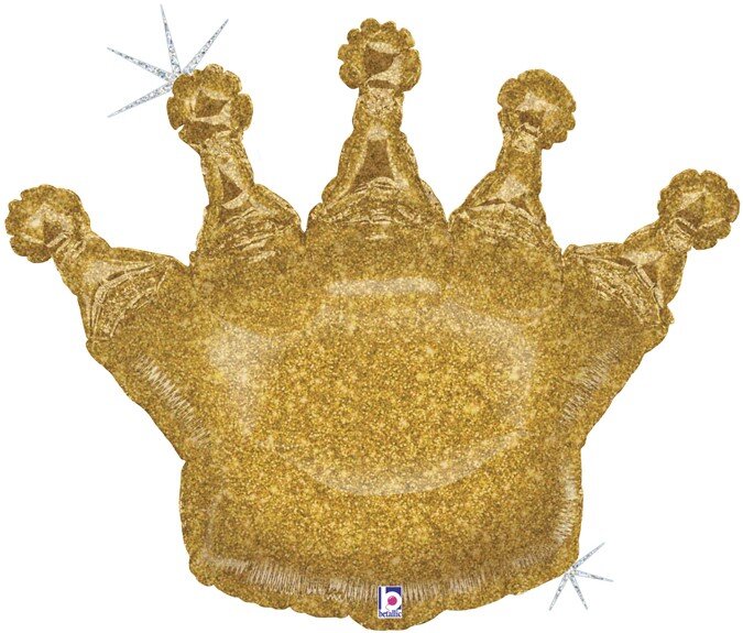 Шар (36''/91 см) Фигура, Корона,Золото, Голография, 1 шт. купить в Чебоксарах