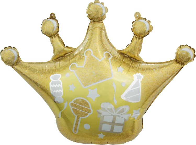 Шар (30''/76 см) Фигура, Корона,Сверкающие искры, Золото, 1 шт купить в Чебоксарах