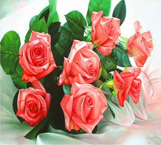 Алмазная живопись 30х40 Розы на столе купить в Чебоксарах