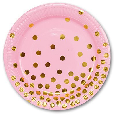 тарелки розовые золотой горошек 17см набор 6шт купить в Чебоксарах