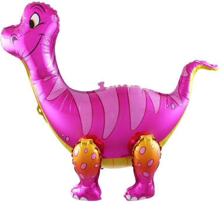 Шар (25''/64 см) Ходячая Фигура, Динозавр Брахиозавр, Розовый, 1шт купить в Чебоксарах