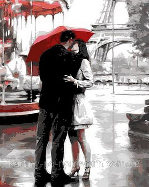 Картина по номерам 40х50 Влюбленные под зонтом в Париже купить в Чебоксарах