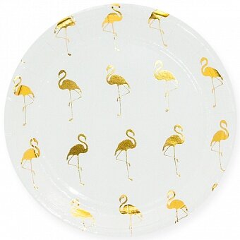 Тарелки (7''/18 см) Золотой фламинго, Белый, Металлик, 6 шт. купить в Чебоксарах