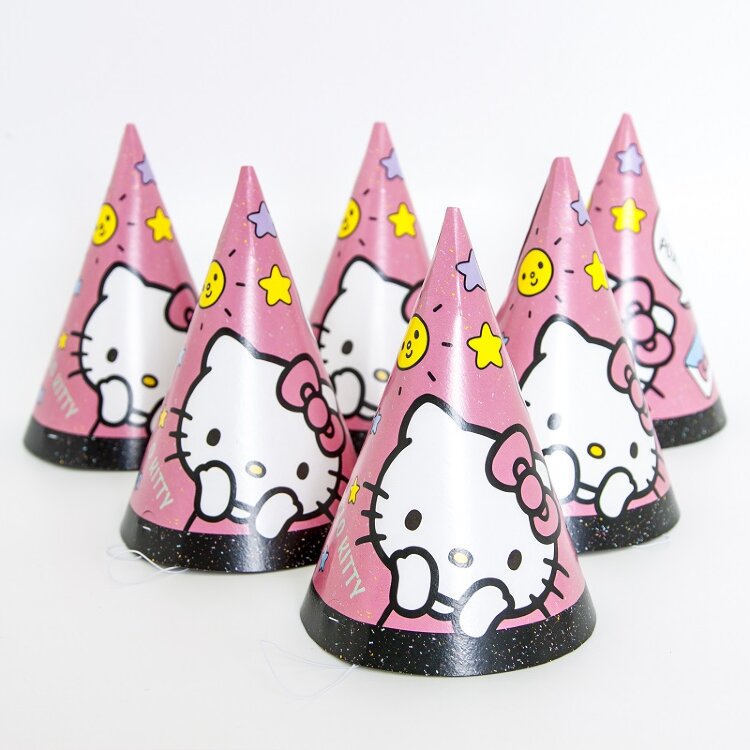 Колпаки Hello Kitty, С Днем Рождения!, Розовый, 6 шт. купить в Чебоксарах