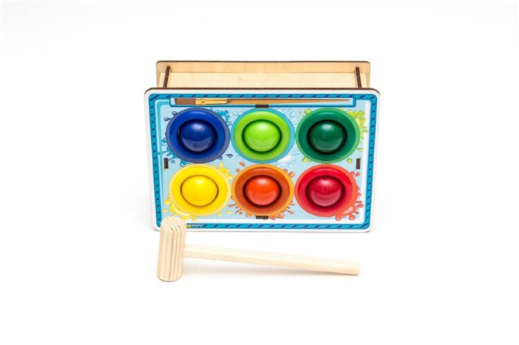 Деревянная игрушка Стучалка цветная "Краски", 6 отверстий купить в Чебоксарах